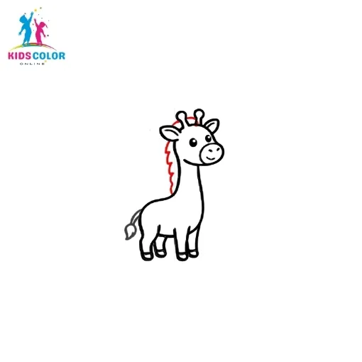 How to draw a giraffe step 13 – add a short spiky mane along the back of the neck, easy giraffe drawing tutorial