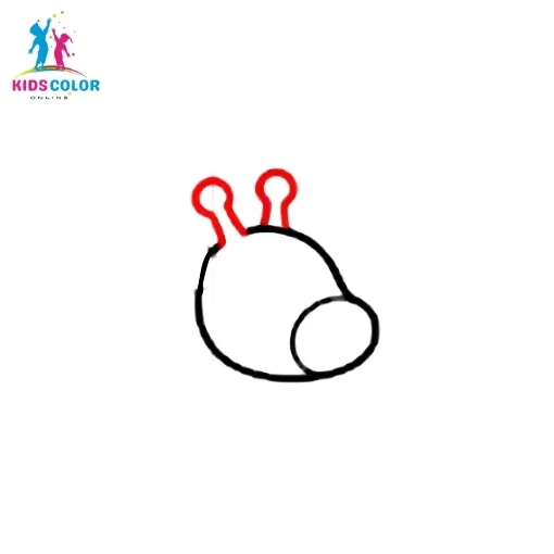 How to draw a giraffe step 3 – draw two small ossicone horns on top of the head, easy giraffe drawing kids tutorial