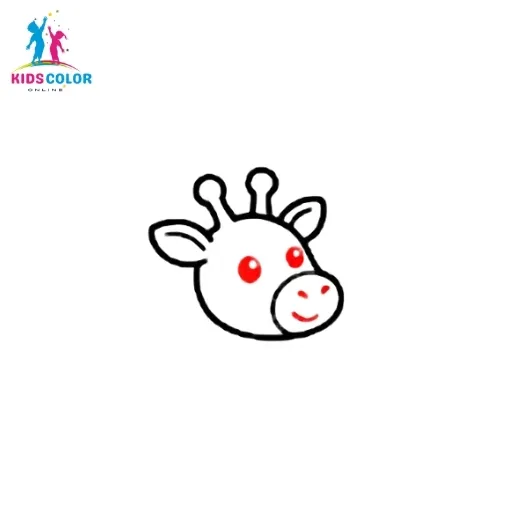 How to draw a giraffe step 6 – draw a large round eye with a pupil on the giraffe face, easy drawing for kids