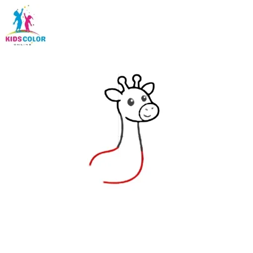 How to draw a giraffe step 8 – add a large rounded oval body at the bottom of the neck, easy giraffe drawing tutorial
